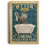 Otter and Co Bath Established 1959 Soap Wash Your Paws Framed Canvas - Unframed Poster - Bathroom Decor Wall Art, White, 0.75'' Framed Canvas