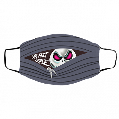 Six Feet People Jack Skellington Washable Reusable Custom - Printed Cloth Face Mask Cover, White, Cloth Face Cover – Medium/Large