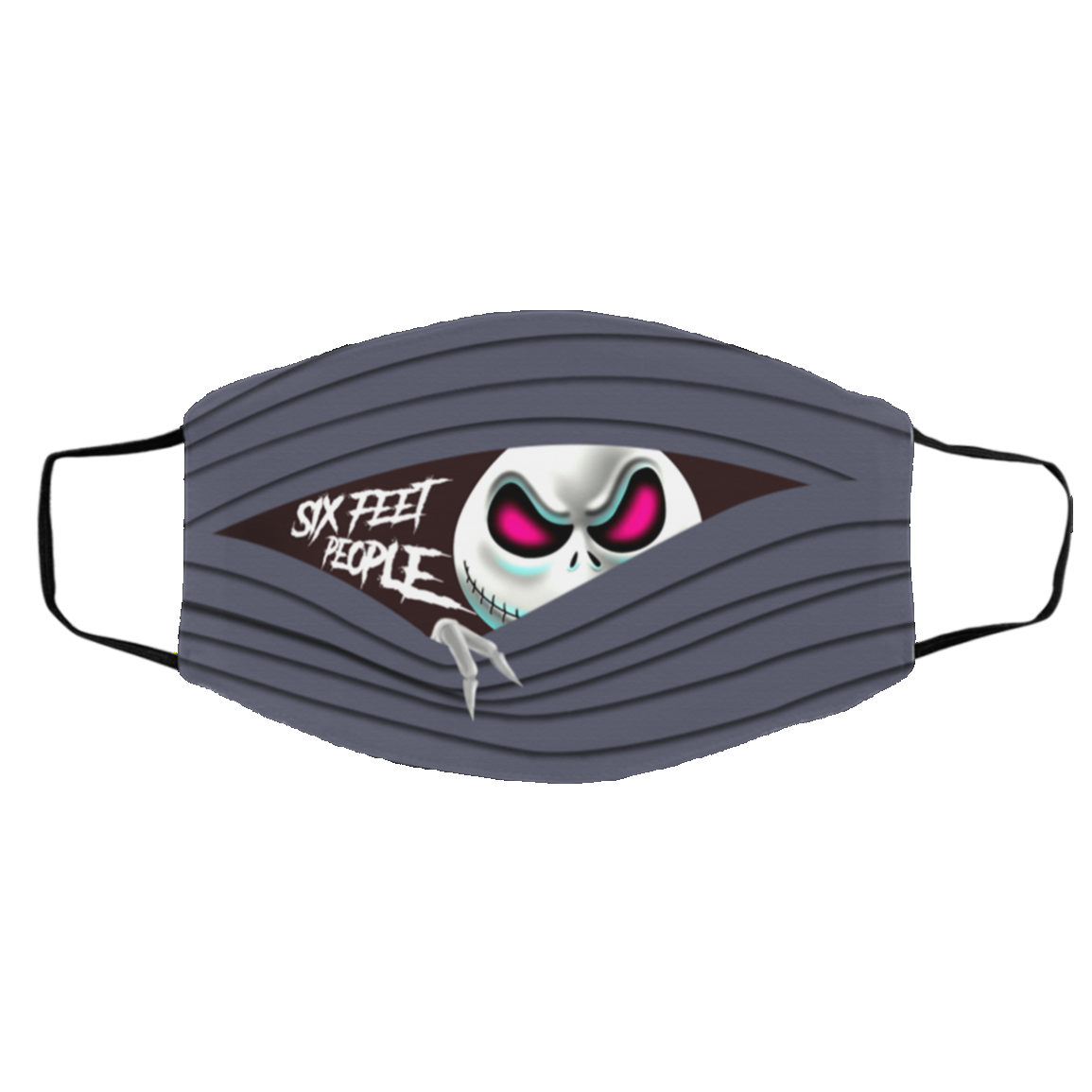 Six Feet People Jack Skellington Washable Reusable Custom - Printed Cloth Face Mask Cover, White, Cloth Face Cover – Medium/Large Six Feet People Jack Skellington Washable Reusable Custom - Printed Cloth Face Mask Cover, White, Cloth Face Cover – Medium/Large