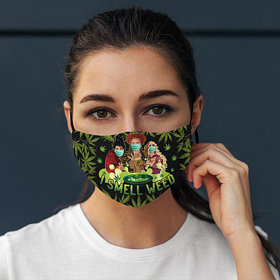 Alternative view of I Smell Weed Three Witches Hocus  Washable Reusable Custom - Printed Cloth Face Mask Cover