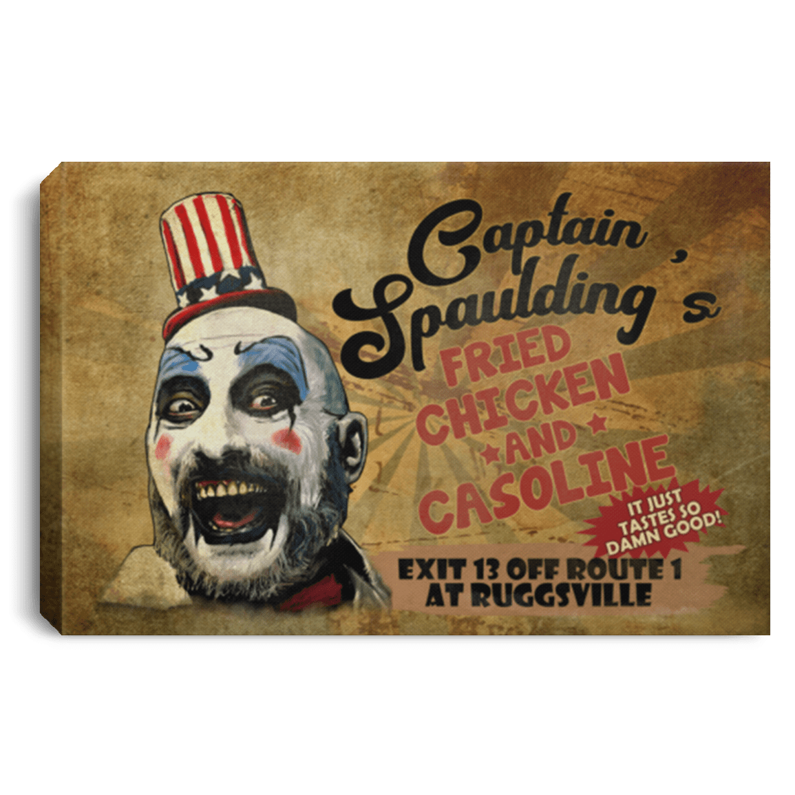 Captain Spaulding Gallery Wrapped Framed Canvas Prints - Unframed Poster - House of 1000 Corpses Poster, White, 0.75'' Framed Canvas