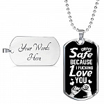 To Trucker Husband Drive Safe Because I Fucking Love You Dog Tag Pendant Necklace - Gift From Truck Driver Wife - Dog Tag (Silver)