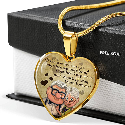 To My Wife If There ever Comes A Day When We Can't Be Together Keep Me In Your Heart Heart Pendant Necklace - Heart Luxury Necklace (Gold Plated)