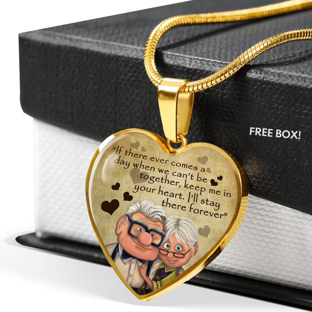 To My Wife If There ever Comes A Day When We Can't Be Together Keep Me In Your Heart Heart Pendant Necklace - Heart Luxury Necklace (Gold Plated)