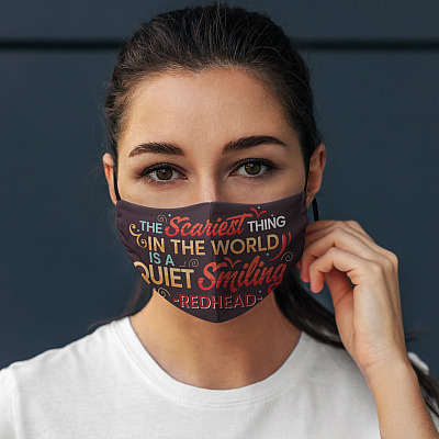 Alternative view of The Scariest Thing in The World Is a Quiet Smiling Redhead Washable Reusable Custom - Printed Cloth Face Mask Cover