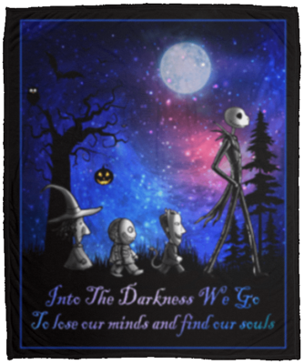 Into The Darkness We Go To Lose Our Minds and Find Our Souls Fleece - Mink - Woven Blanket, White, Cozy Plush Fleece Blanket - 50x60
