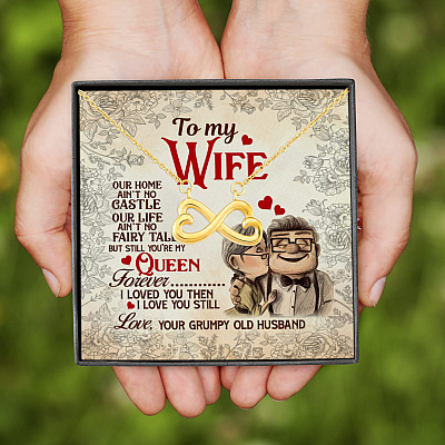 To My Wife Our Home Ain't No Castle Our Life Ain't No Fairy Tale Infinity Heart Pendant Necklace