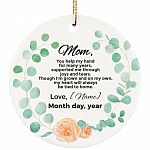 Personalized Christmas Ornament for Mother from The Bride- Holiday Flat Circle Porcelain Ceramic Ornament, White, Ceramic Circle Ornament