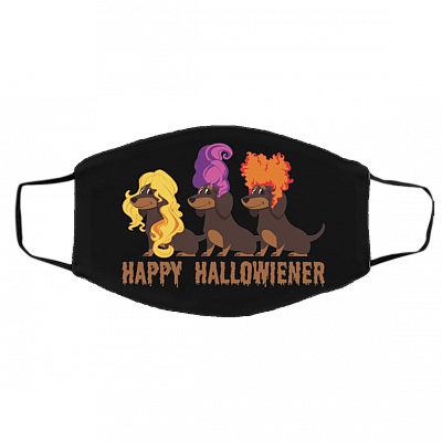 Dachshund Happy Hallowiener Hocus Pocus Washable Reusable Custom - Cloth Face Mask Cover, Black, Cloth Face Cover – Medium/Large