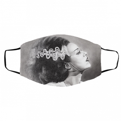 The Bride of Frankenstein Vintage Horror Characters Movie Face Mask, White, Cloth Face Cover – Medium/Large
