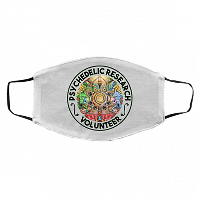 Psychedelic Research Volunteer Washable Reusable Custom - Printed Cloth Face Mask Cover, White, Cloth Face Cover – Medium/Large