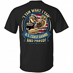 I Yam What I Yam U.S. Coast Guard Funny Print on Back - Plain Front T-Shirt - V-Neck, Black, Unisex T-Shirt I Yam What I Yam U.S. Coast Guard Funny Print on Back - Plain Front T-Shirt - V-Neck, Black, Unisex T-Shirt