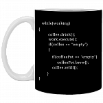 While Working Coffee Ceramic Coffee Mug - Beer Stein -Water Bottle - Funny Programmer Coffee Mug, Black, 11 oz. White Mug