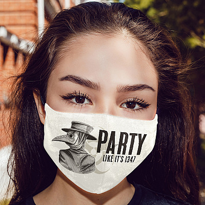 Alternative view of Party Like It's 1347 Washable Reusable Custom - Printed Cloth Face Mask Cover