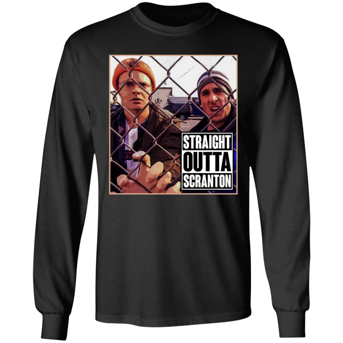 Straight Outta Scranton Hoodie - Sweatshirt - Long Sleeve Shirt - Funny The Office Hoodie, Black, Long Sleeve