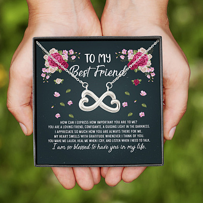 Alternative view of To My Best Friend I Am So Blessed To Have You In My Life Infinity Heart Pendant Necklace