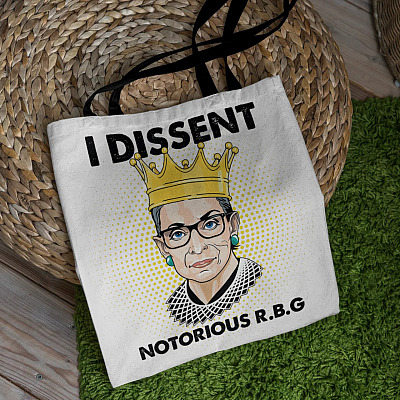 Alternative view of Dissent Notorious R.B.G Ruth Bader Ginsburg All Over Print Tote Bag - Shoulder Bag - Grocery Shopping Bag