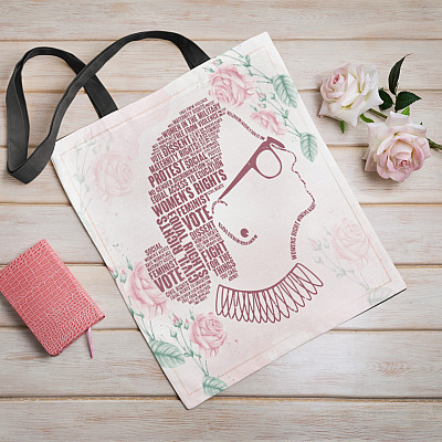 Alternative view of Feminism Quote Feminist RBG Ruth Bader Ginsburg All Over Print Tote Bag - Shoulder Bag - Grocery Shopping Bag
