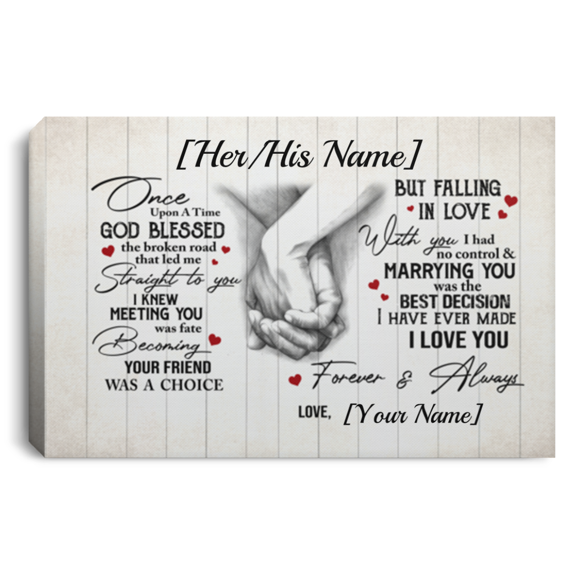 Personalized Once Upon A Time God Blessed The Broken Road Wrapped Framed Canvas Prints - Unframed Poster, White, 0.75'' Framed Canvas