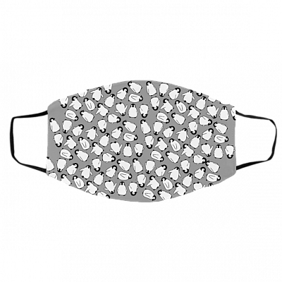 Penguins Face mask- Washable Fashion Shopping Reusable Designer Face Mask- Printed Cloth Face Mask Cover, Gray, Cloth Face Cover – Medium/Large