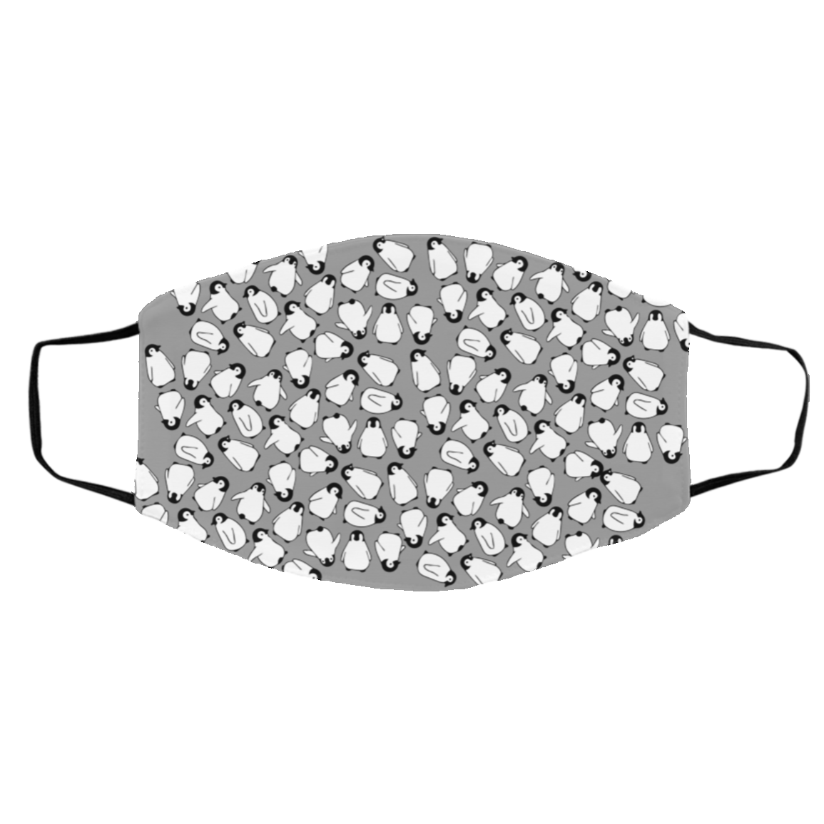 Penguins Face mask- Washable Fashion Shopping Reusable Designer Face Mask- Printed Cloth Face Mask Cover, Gray, Cloth Face Cover – Medium/Large