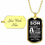 Mom to My Son Wherever Your Journey in Life May Take You I Pray You'll Always Be Safe Dog Tag Pendant Necklace - Dog Tag (Gold Plated)