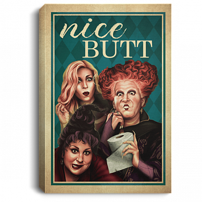 Nice Butt Bathroom Decor - Hocus Pocus Witch Halloween Gallery Wrapped Framed Canvas Prints - Unframed Poster, White, 0.75'' Framed Canvas