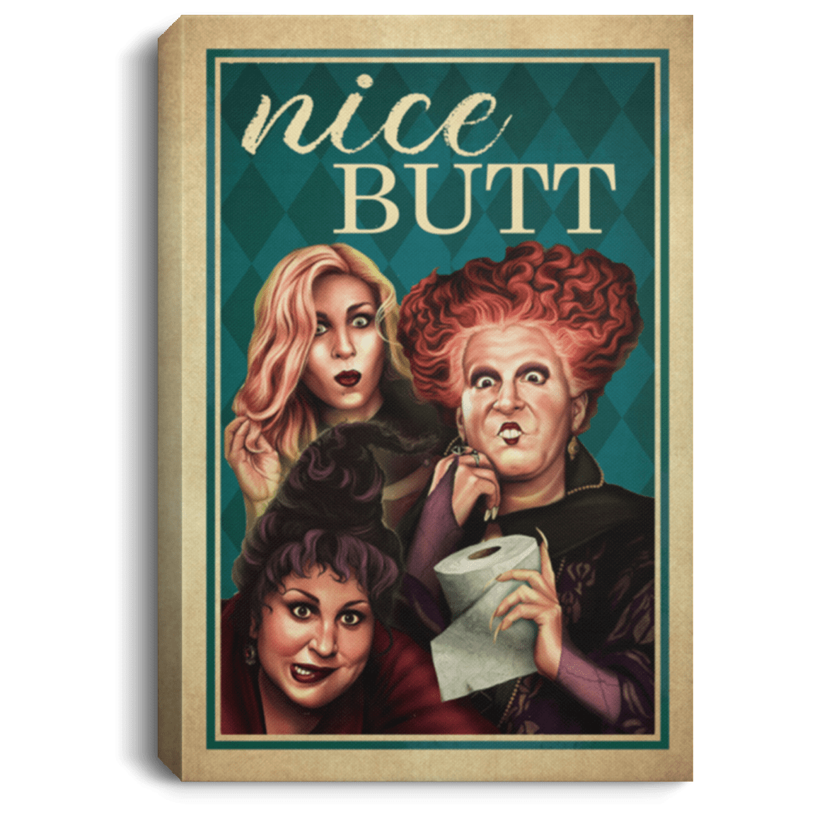 Nice Butt Bathroom Decor - Hocus Pocus Witch Halloween Gallery Wrapped Framed Canvas Prints - Unframed Poster, White, 0.75'' Framed Canvas