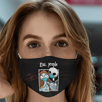 Alternative view of Sally And Jack Ew People Hand Sanitizer Halloween Washable Reusable Custom - Printed Cloth Face Mask Cover