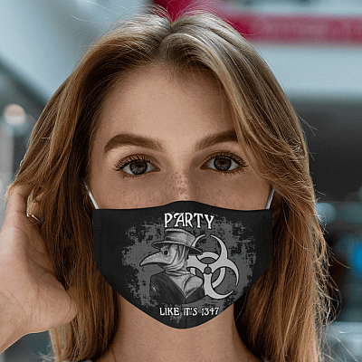 Alternative view of Doctor Plague Party Like It's 1347 Washable Reusable Custom - Printed Cloth Face Mask Cover