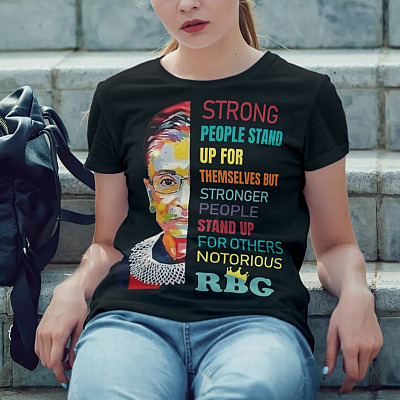Alternative view of Notorious RBG Ruth Bader Ginsburg Strong People Stand Up For Themselves T-shirt - V-neck - RBG I Dissent Shirt