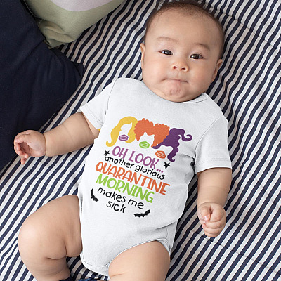 Alternative view of Another Glorious Quarantined Morning Make Me Sick Baby Onesie Three Witches Toddler Baby Infant Bodysuit