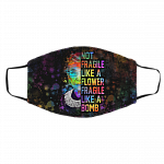 RBG Not Fragile Like A Flower Fragile Like A Bomb Washable Reusable Custom - Printed Cloth Face Mask Cover, White, Cloth Face Cover – Medium/Large