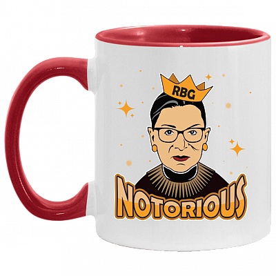 Notorious RBG - Ruth Bader Ginsburg Accent Mug, White/Red, 11 oz. Accent Mug