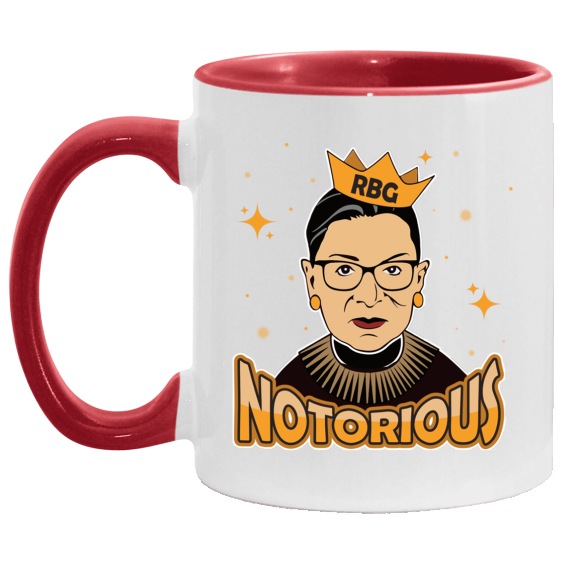 Notorious RBG - Ruth Bader Ginsburg Accent Mug, White/Red, 11 oz. Accent Mug