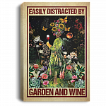 Easily Distracted By Garden And Wine Gallery Wrapped Framed Canvas Prints - Unframed Poster - Home Decor Wall Art, White, 0.75'' Framed Canvas