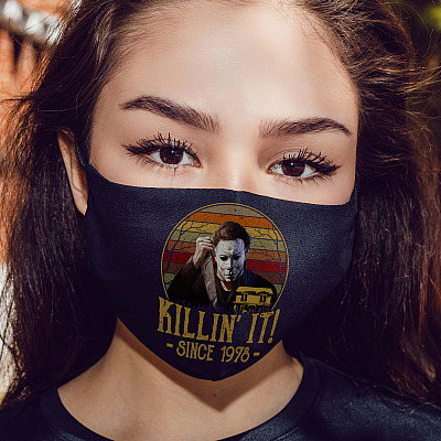 Alternative view of Killin' It Since 1978 Washable Reusable Custom Printed Cloth Face Mask Cover - Halloween Michael Myers Face Mask