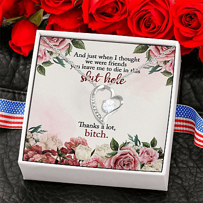 Alternative view of I Thought We Were Friend You Leave Me To Die In This Shit Hole Forever Love Pendant Necklace