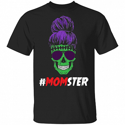 Funny Halloween Momster T-Shirt Halloween Mom Skull Shirts, Black, Unisex T-Shirt