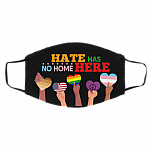 Hate Has No Home Here Washable Reusable Custom - Printed Cloth Face Mask Cover, Black, Cloth Face Cover – Medium/Large