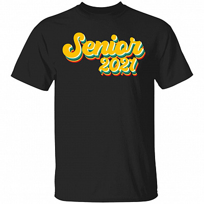 Senior 2021 Retro Graduation T-Shirt Student Senior Shirt Graduation Tee, Black, Unisex T-Shirt