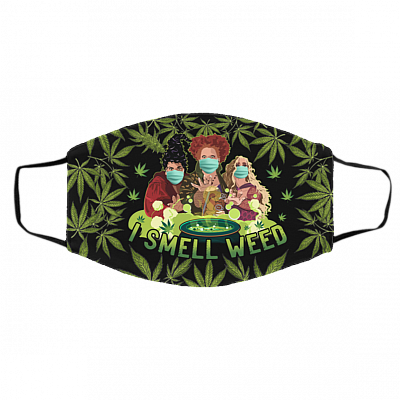 I Smell Weed Three Witches Hocus Washable Reusable Custom - Printed Cloth Face Mask Cover, Black, Cloth Face Cover – Medium/Large