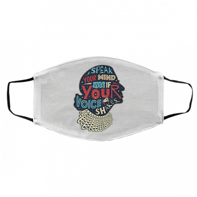 Speak Your Mind Even If Your Voice Shakes Washable Reusable Custom - Printed Cloth Face Mask Cover, White, Cloth Face Cover – Medium/Large