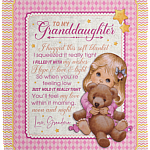 From Grandma To My Granddaughter I Hugged This Soft Blanket Fleece Blanket- Mink Sherpa Blanket-Woven Blanket, White, Cozy Plush Fleece Blanket - 50x60