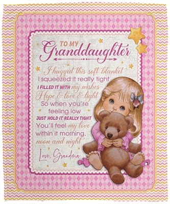 From Grandma To My Granddaughter I Hugged This Soft Blanket Fleece Blanket- Mink Sherpa Blanket-Woven Blanket, White, Cozy Plush Fleece Blanket - 50x60