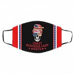 Crazy Redhead Lady Vote Washable Reusable Custom – Funny Redhead Printed Cloth Face Mask Cover, Black, Cloth Face Cover – Medium/Large