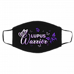 Lupus Warrior Lupus Awareness Purple Ribbon with Butterflies Washable Reusable Printed Cloth Face Mask Cover, Black, Cloth Face Cover – Medium/Large