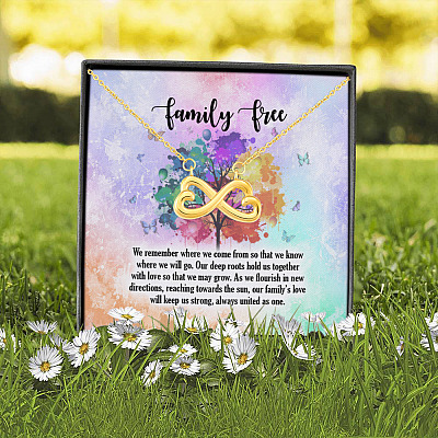 Alternative view of Tree of Life Family Tree We Remember Where We Come From Heartfelt Card Jewelry Infinity Heart Pendant Necklace