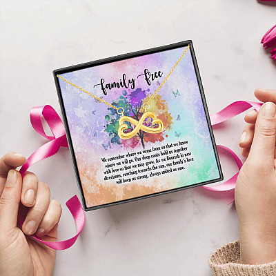Tree of Life Family Tree We Remember Where We Come From Heartfelt Card Jewelry Infinity Heart Pendant Necklace