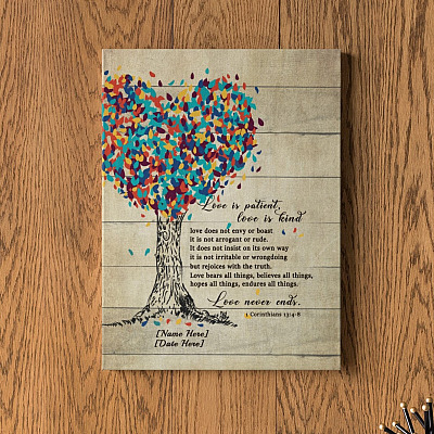 Alternative view of Personalized Love Is Patient Love Is Kind Anniversary Family Tree Framed Canvas Prints - Home Decor Wall Art